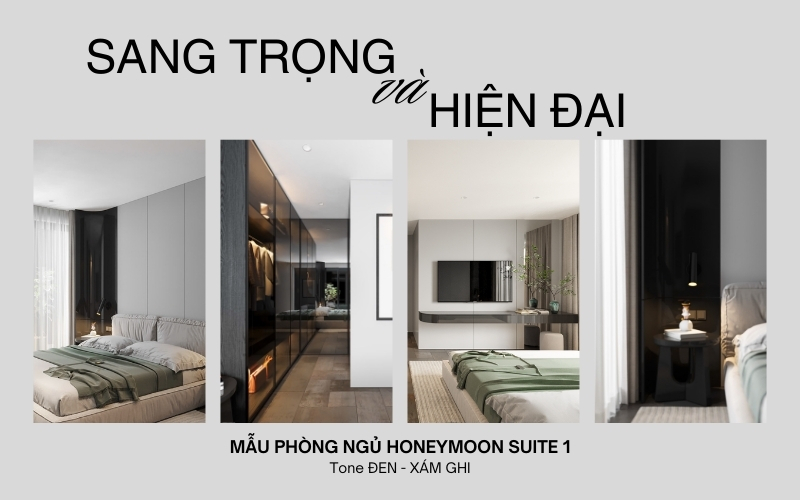 MẪU PHÒNG NGỦ TONE ĐEN – XÁM GHI ĐẸP HIỆN ĐẠI VÀ THỜI THƯỢNG