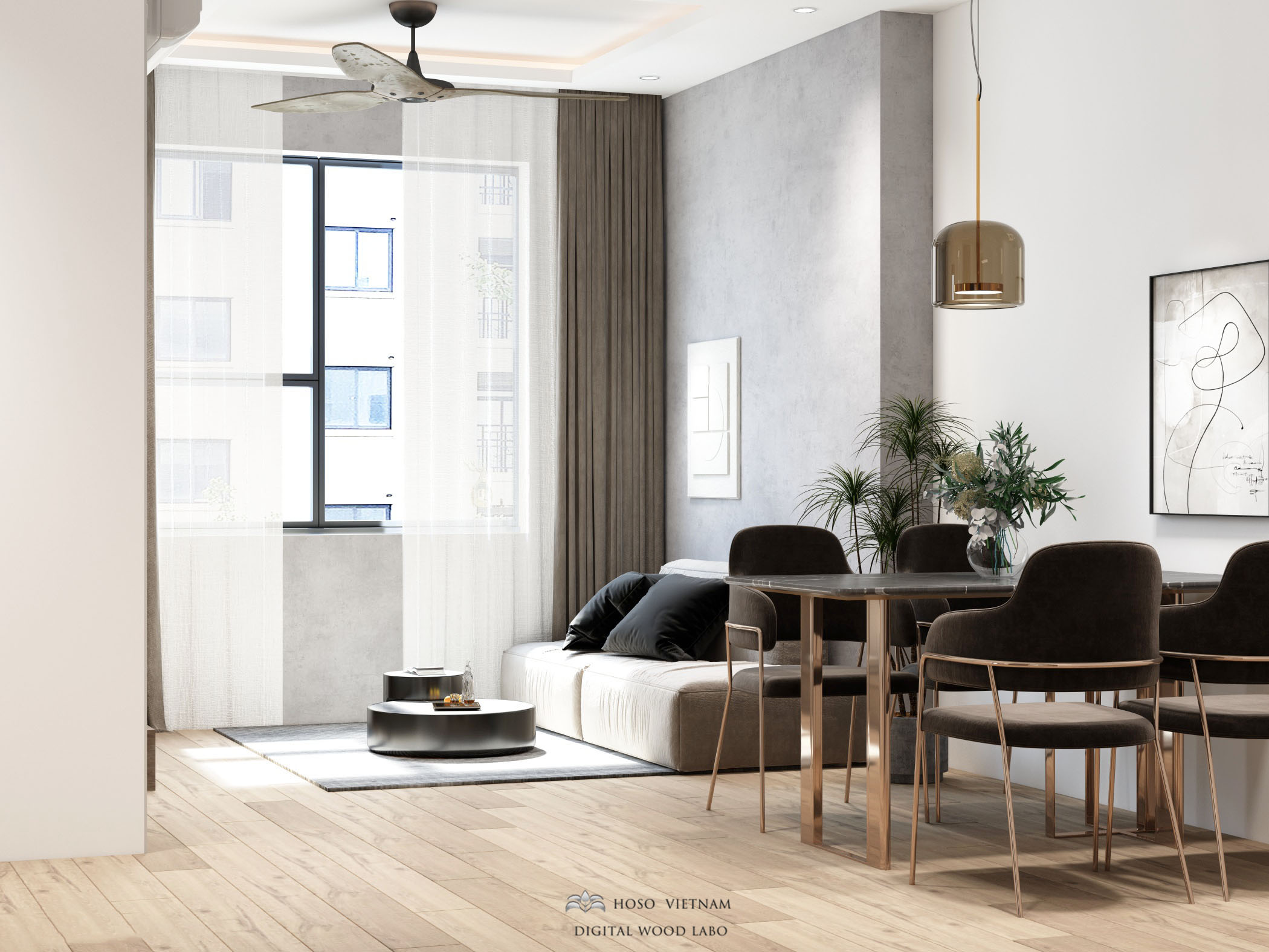 THIẾT KẾ NỘI THẤT CHUNG CƯ | Căn Hộ 2 Phòng Ngủ – Minimalism Style | Chung cư The Ori Garden – HOSO DESIGN | 0901 479 818